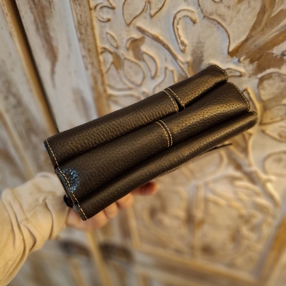 Brighton Black Pebbled Leather Croc-embossed Wallet Organizer.  - Picture 10 of 16